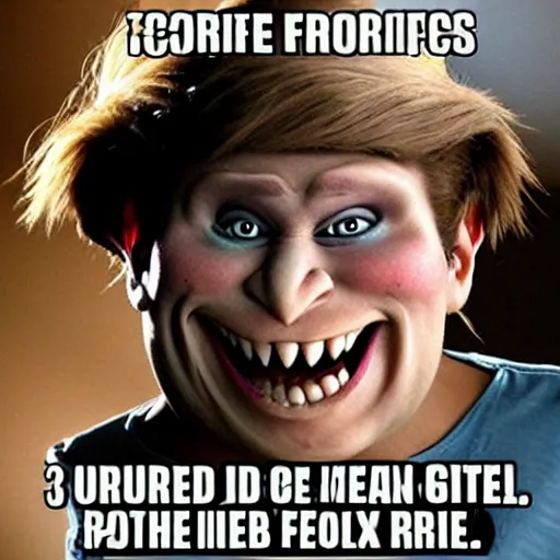 Prompt: Meme caption image of trollface