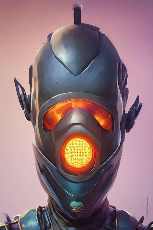 Image similar to epic mask helmet robot ninja portrait stylized as fornite style game design fanart by concept artist gervasio canda, behance hd by jesper ejsing, by rhads, makoto shinkai and lois van baarle, ilya kuvshinov, rossdraws global illumination radiating a glowing aura global illumination ray tracing hdr render in unreal engine 5