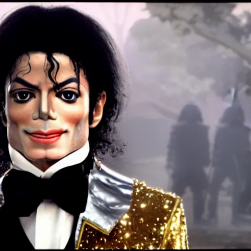 Image similar to stunning awe inspiring michael jackson as pinocchio, movie still 8 k hdr atmospheric lighting