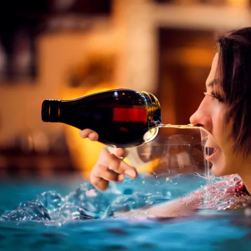 Prompt: Woman drowning in a glass of wine