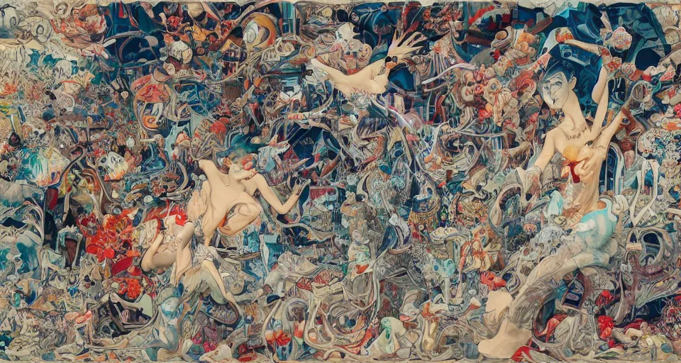 Image similar to the two complementary forces that make up all aspects and phenomena of life, by james jean,