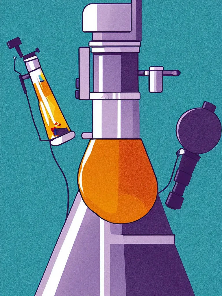 Image similar to ( ( strong dither ) ), editorial illustration scientific lab test tube telescope microscope astronaut, colorful modern, mads berg