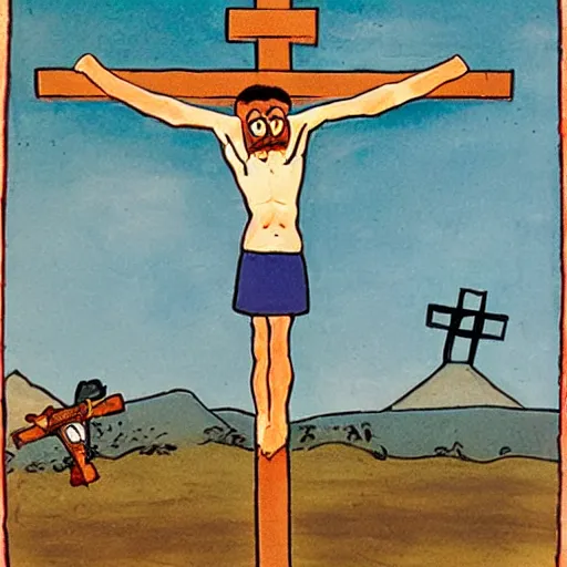 Image similar to goofy crucifixion