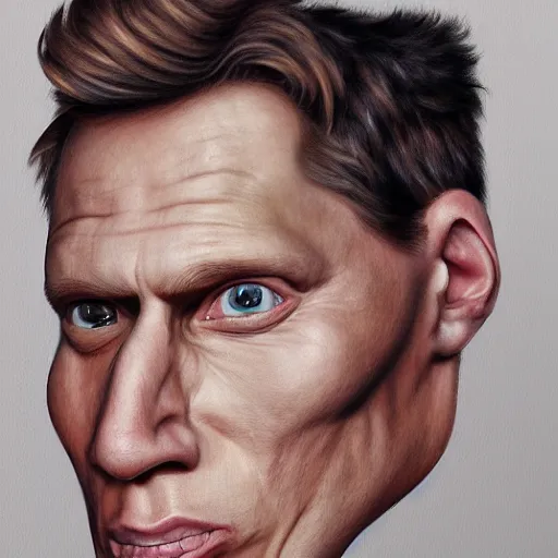 Image similar to Caricature portraits done of Jerma realistic, hyperrealistic, very realistic, highly detailed, very detailed, extremely detailed, detailed, oil painting, digital art, trending on artstation