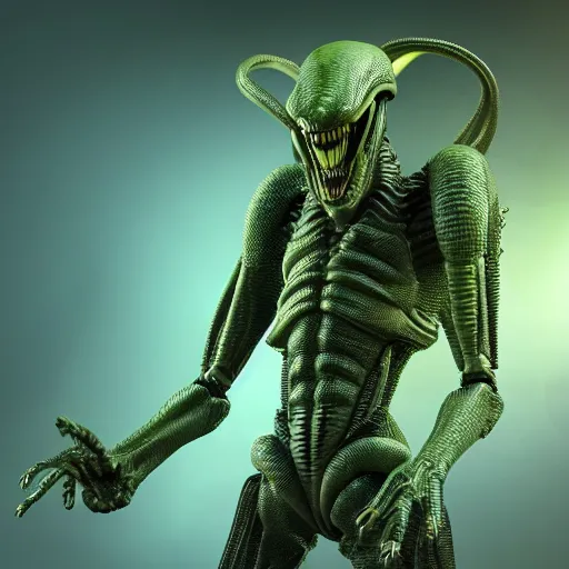 Image similar to alien action figure, octane render, highly detailed, intricate, ue 5, stage lighting, green lighting