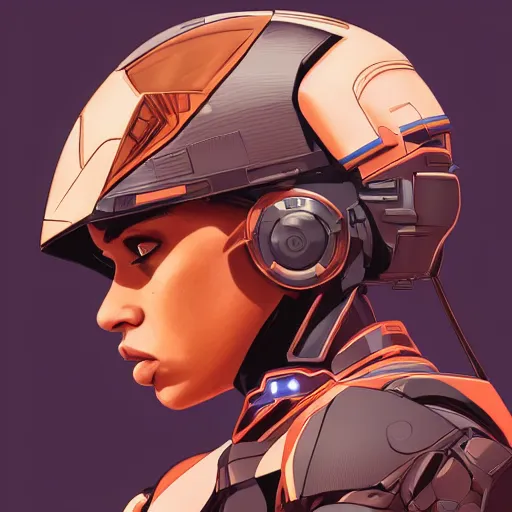 Image similar to a portrait of a stunning beautiful elite jessica jones gundam pilot, with an intricate, detailed, urban inspired hiphop afro futuristic helmet, vector behance hd jesper ejsing, rhads, makoto shinkai, lois van baarle, ilya kuvshinov, rossdraws, hd, 3 2 k, ilya kuvshinov, gustav klimt