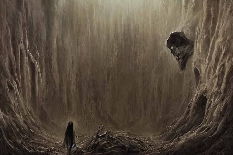 Prompt: prophecy, gnostic atmosphere, amazing concept painting by Jessica Rossier and HR giger and Beksinski, the middle of a valley; it was full of bones, bones that were very dry, there was a noise, a rattling sound, and the bones came together, bone to bone , I looked, and tendons and flesh appeared on them and skin covered them, but there was no breath in them and breath entered them, they came to life and stood up on their feet a vast army