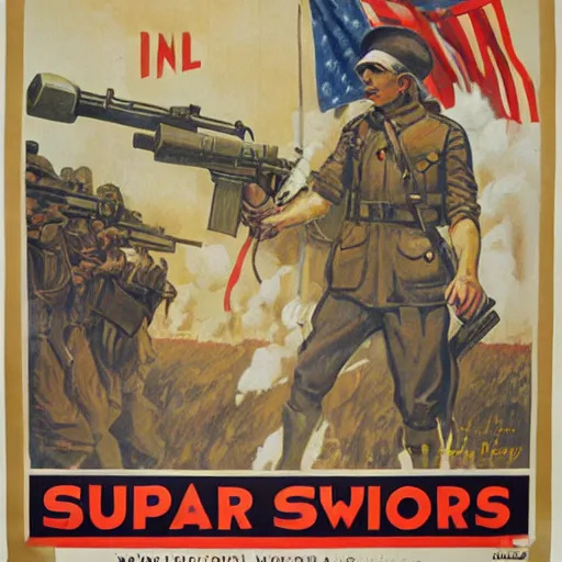 Image similar to supersoldiers wwi american propaganda poster by james gurney