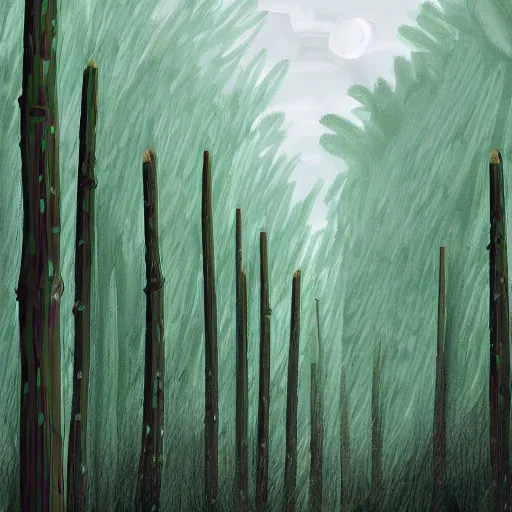 Image similar to digital painting concept art of a forest of giant asparagus