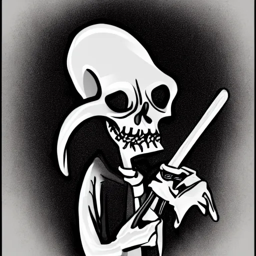 Image similar to cartoon drawing of a grim reaper