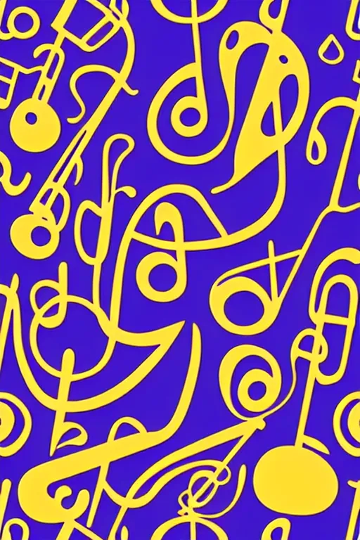 Prompt: seamless 2 d pattern of abstract musical instruments, highly detailed, designed by tarsila do amaral and henri matisse, graphic design, 8 k, 4 k