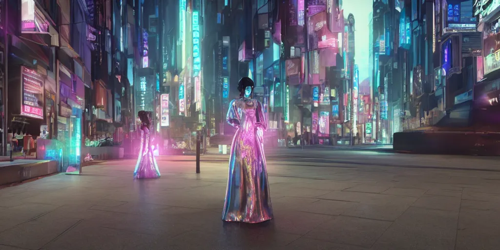 Prompt: photorealistic four dimensional holographic sculptures of beautiful geisha projected in the urban streets of a highly advanced futuristic city at night, unreal engine 5, archviz, cyberpunk, bladerunner