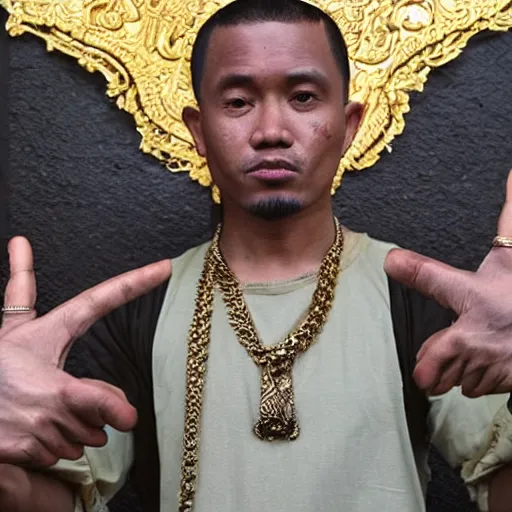 Image similar to gang sign from'javanese gangster rapper reastically