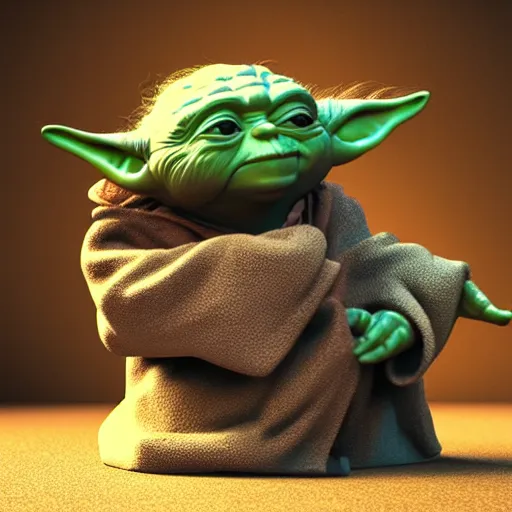 Prompt: yoda sitting on a toilet, octane render