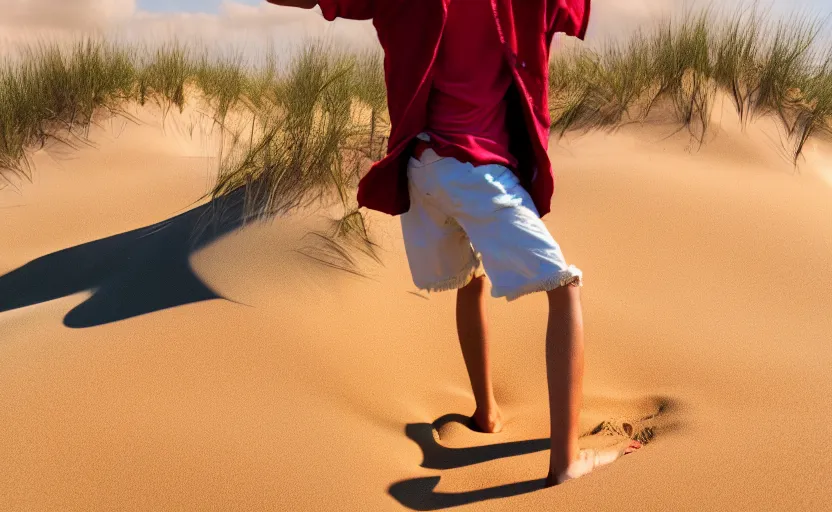 Image similar to a luffy in sand dunes, photography