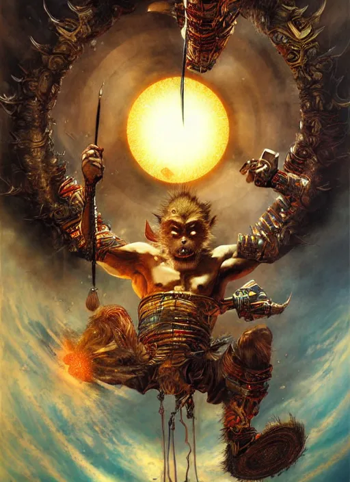 Image similar to sun wukong makes a havoc in the heavenly palace by karol bak