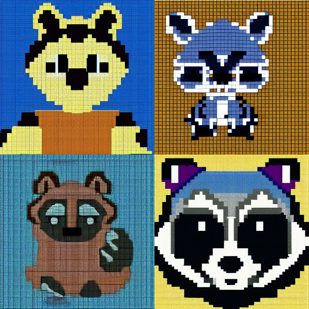 Prompt: pixel art of a raccoon
