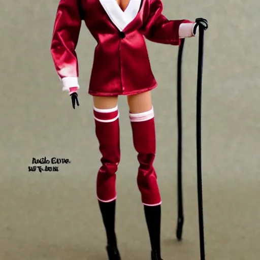 Image similar to anime barbie doll, 5 dolls, doctor suit, playboy, leather, in red velvet stockings, a nurse's dress, full length, heels on her feet