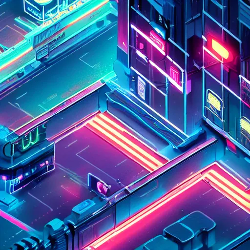 Prompt: isometric cyberpunk city, many vintage neon signs, futuristic highways, render, octane, 4k, highly detailed, vivid colors, high definition, by James Gilleard and Makoto Shinkai, Akira movie vibe