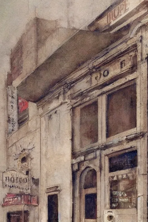 Image similar to ( ( ( ( ( 1 9 5 0 s old movie theater building. muted colors. ) ) ) ) ) by jean - baptiste monge!!!!!!!!!!!!!!!!!!!!!!!!!!!