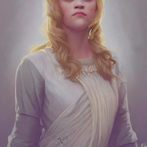 Image similar to Young Reese Witherspoon, highly detailed, digital painting, artstation, concept art, smooth, sharp focus, illustration, ArtStation, art by artgerm and greg rutkowski and alphonse mucha and J. C. Leyendecker and Edmund Blair Leighton and Katsuhiro Otomo and Geof Darrow and Phil hale and Ashley wood and Ilya repin and Charlie Bowater