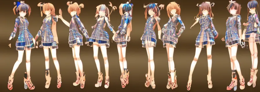 Image similar to pattern of anthropomorphic social 3 d anime girls accompanying artificial intelligence blueprint