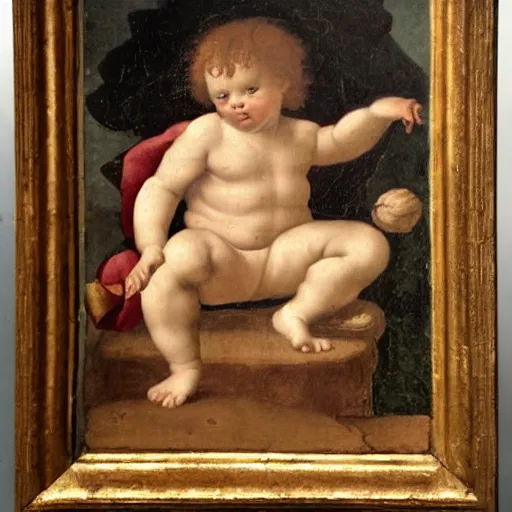 Image similar to Renaissance painting portrait of a cherub