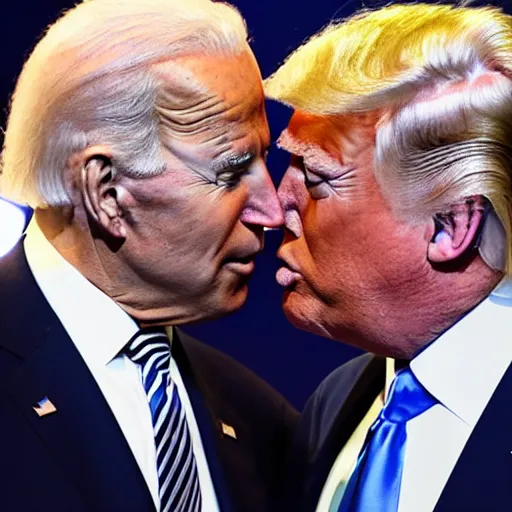 Image similar to Joe Biden and Donald Trump french kissing