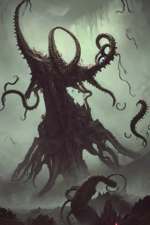 Image similar to lovecraftian monster, digital art, magic the gathering, mtg, by greg rutkowski, trending on artstation