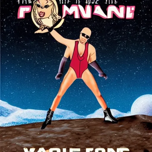 Prompt: rupaul wrestling on the moon