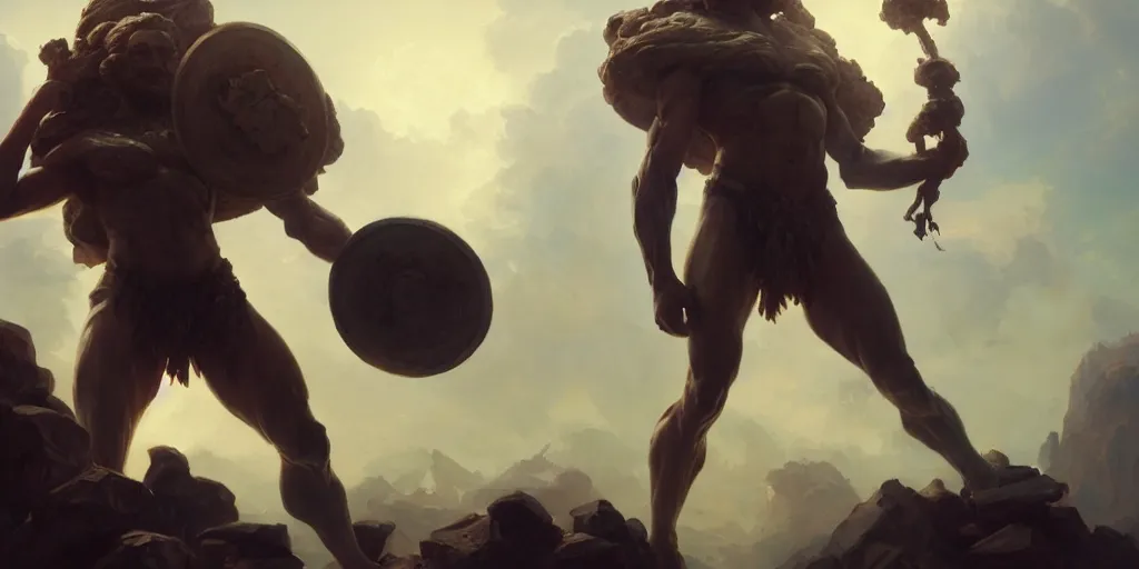 Image similar to atlas carrying the earth on his shoulders, greek mythology, extremely detailed digital painting, in the style of fenghua zhong and ruan jia and jeremy lipking and peter mohrbacher, mystical colors, rim light, beautiful lighting, 4 k, stunning scene, raytracing, octane, trending on artstation