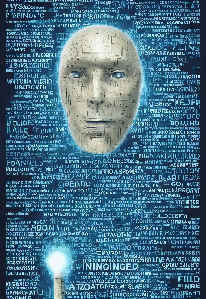 Image similar to a poster for the film about artificial intelligence in the style of polish school of posters