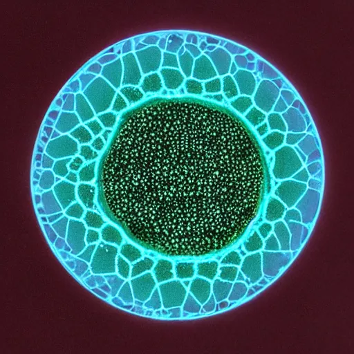 Image similar to microscopic petri dish photo of a transparent sectioned blue - green rod - shaped flagellated bacteria, microscopic photo, orange, dark black background, fluids inside