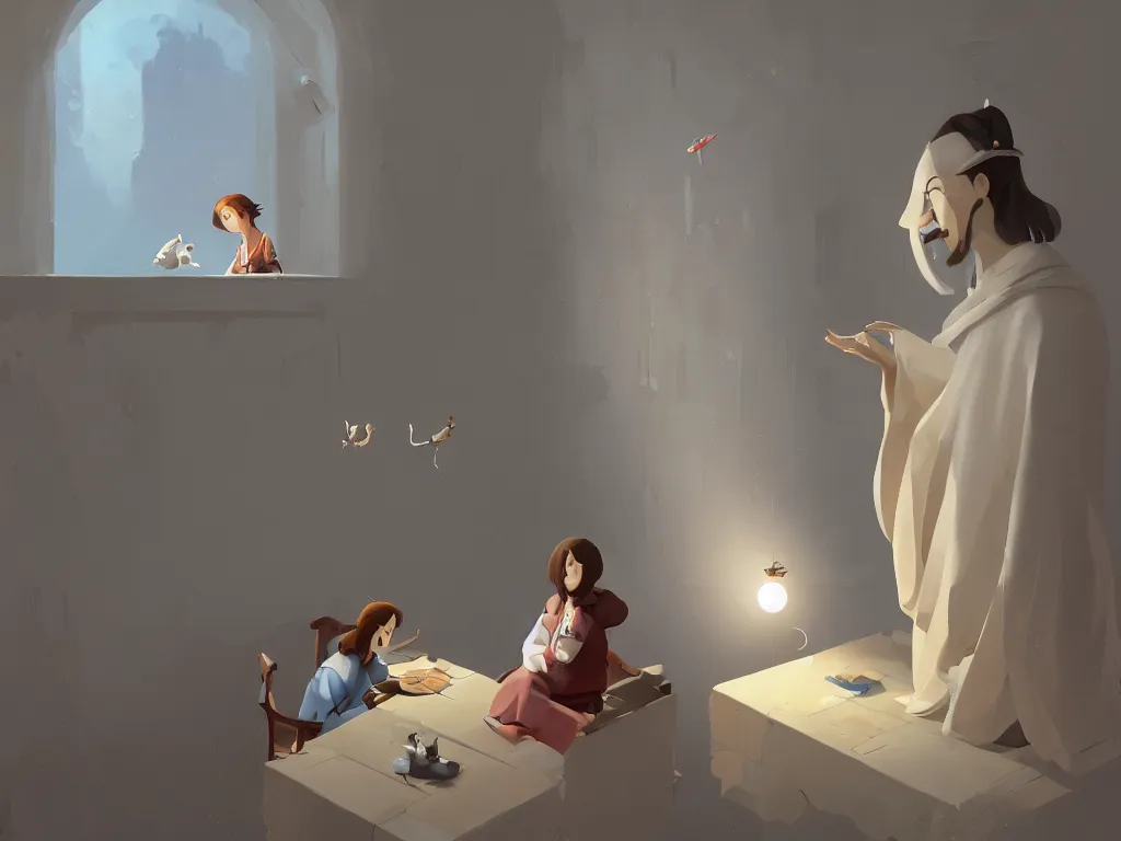 Image similar to the annunciation by goro fujita, trending on artstation, 8k, highly detailed