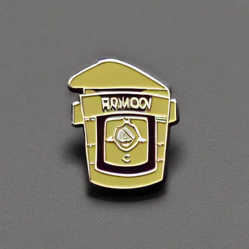 Image similar to a diamond enamel pin fire station, smooth curves