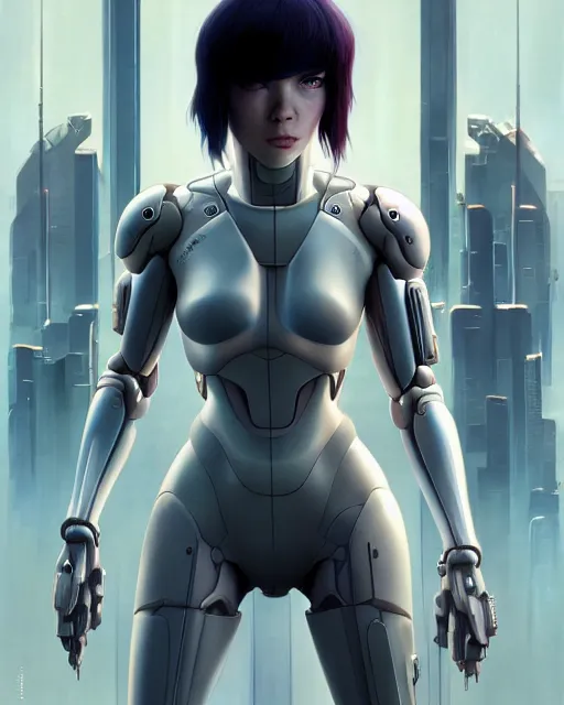 Image similar to weta disney movie still portrait photo of elle brooke as the major ghost in the shell as cyborg woman by pixar, by weta, wlop, ilya kuvshinov, rossdraws, artgerm, maxim cover, latex, sweaty, iridescent, bright morning, anime, liosh, mucha