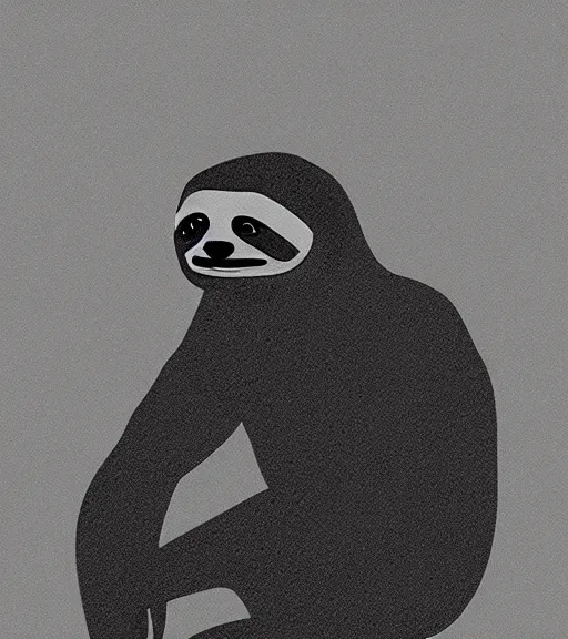 Image similar to sloth stoned af, noir animation, drawing, contrast shadows