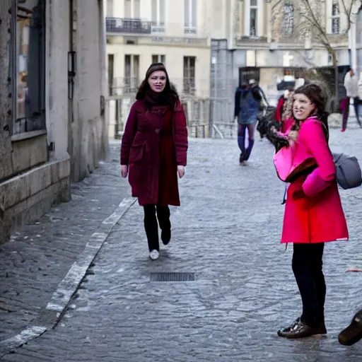 Image similar to « une fille de joie, dans la rue le soir, lumiere eblouissant »