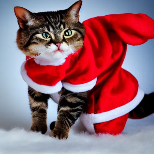 Prompt: cat wearing a santa costume