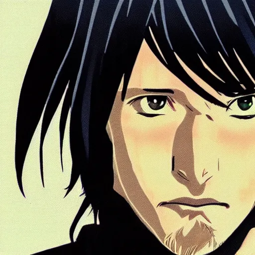 Image similar to keanu reeves as an anime character, in the style of nichojou, directed by tatsuya ishihara