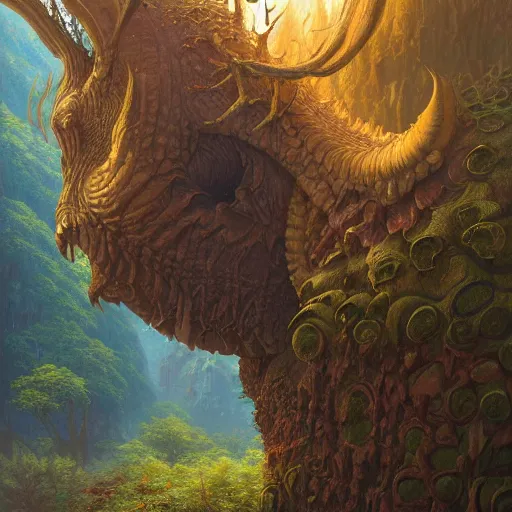 Image similar to Beautiful hyperrealistic detailed matte portrait painting of an a creature from a fractal dimension, by andreas rocha and john howe, and Martin Johnson Heade, featured on artstation, featured on behance, golden ratio, f32, well composed, cohesive