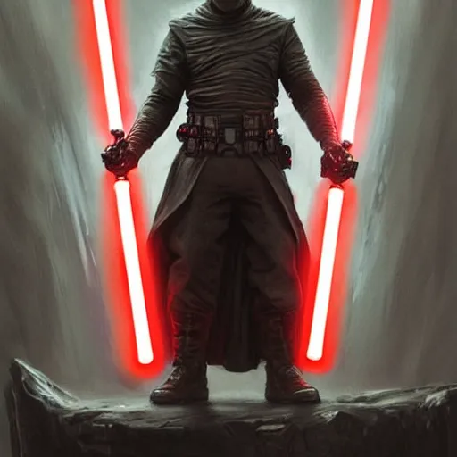Prompt: Jon Bernthal as a Sith Lord with red light saber and in power armor, western, D&D, fantasy, intricate, elegant, highly detailed, digital painting, artstation, concept art, matte, sharp focus, illustration, art by Artgerm and Greg Rutkowski and Alphonse Mucha