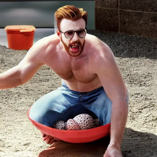 Image similar to chris evans hatches from an egg, very detailed, very realistic, 8 k