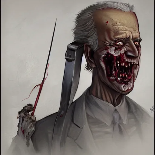 Image similar to zombie joe biden with a bow and arrow geog darrow greg rutkowski
