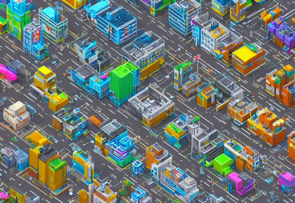 Prompt: isometric voxel art cyberpunk city highly detailed award winning c4d
