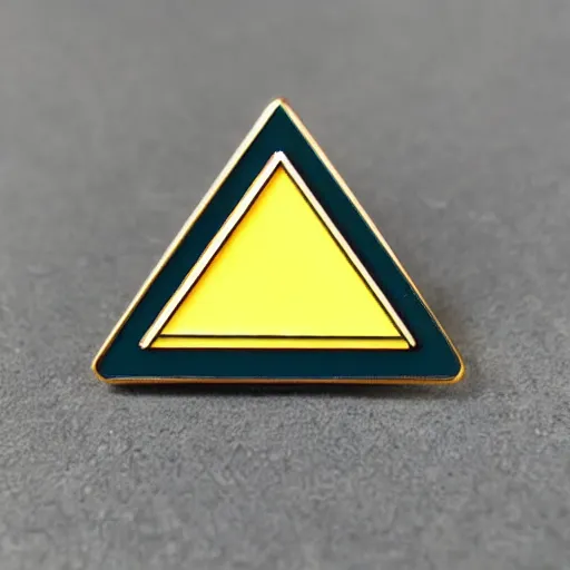 Image similar to a triangle enamel pin depicting a caution fire hazard label, smooth curves