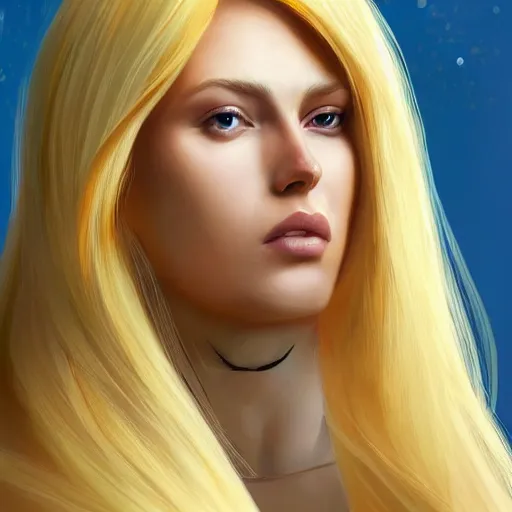 Image similar to a digital painting of a woman with blonde hair, a character portrait by Magali Villeneuve and Steve Argyle,artstation contest winner, fantasy art,digital painting, artstation h,8k,detailed,intricate,beautiful,pretty,masterpiece,sharp,focus,