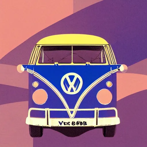 Image similar to illustration of an old van volkswagen, may 6 8, pastel colors, cool, hippie by studio muti