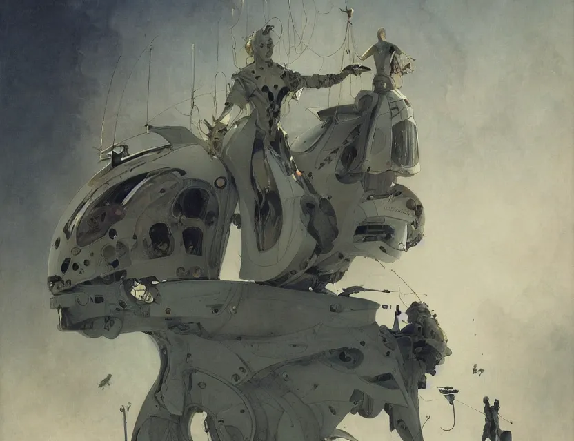 Image similar to futuristic asymmetric award winning design for baroque cyberpunk flight suit beksinski carl spitzweg moebius syd mead tuomas korpi caravaggio greg manchess, mucha, liepke, ruan jia, jeffrey catherine jones, ridley scott