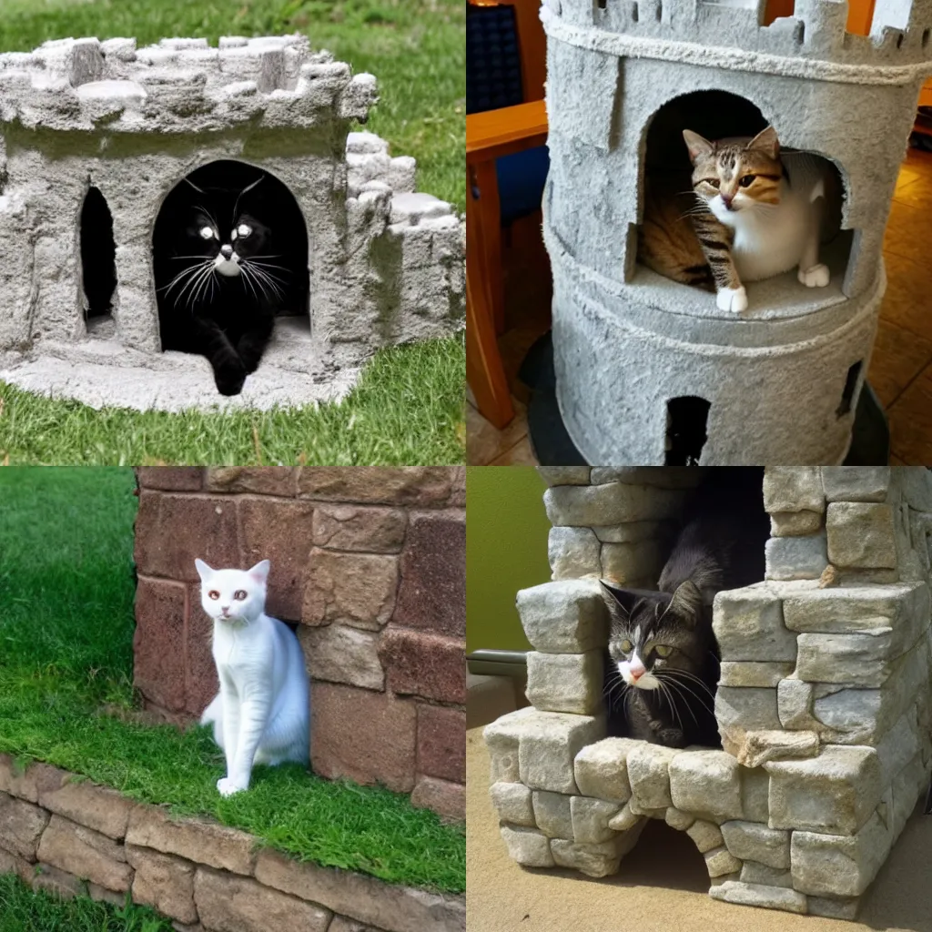 Prompt: the cat is a castle